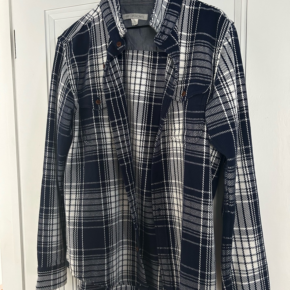 Outerknown Navy and White Checkered Shirt